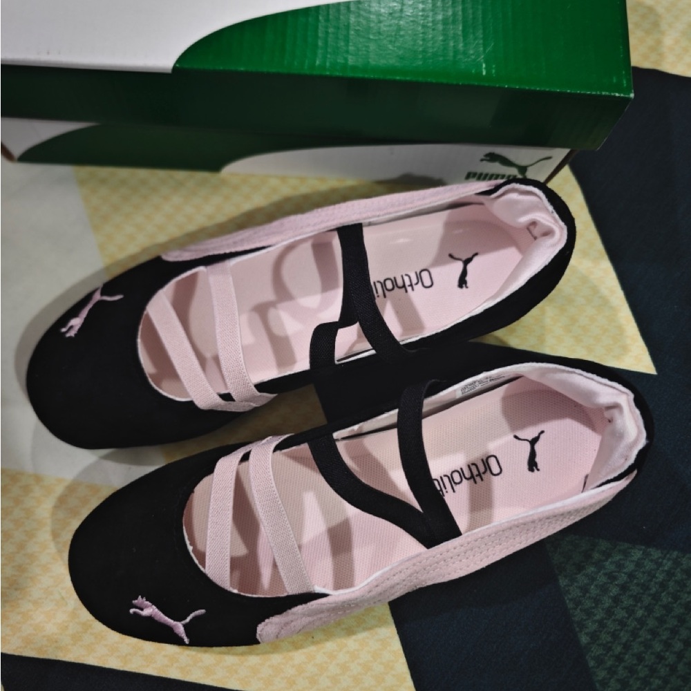 Puma Women Black and Light Pink Mary Jane Ballet Flats